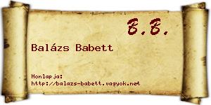 Balázs Babett névjegykártya