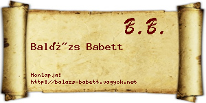 Balázs Babett névjegykártya