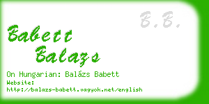 babett balazs business card